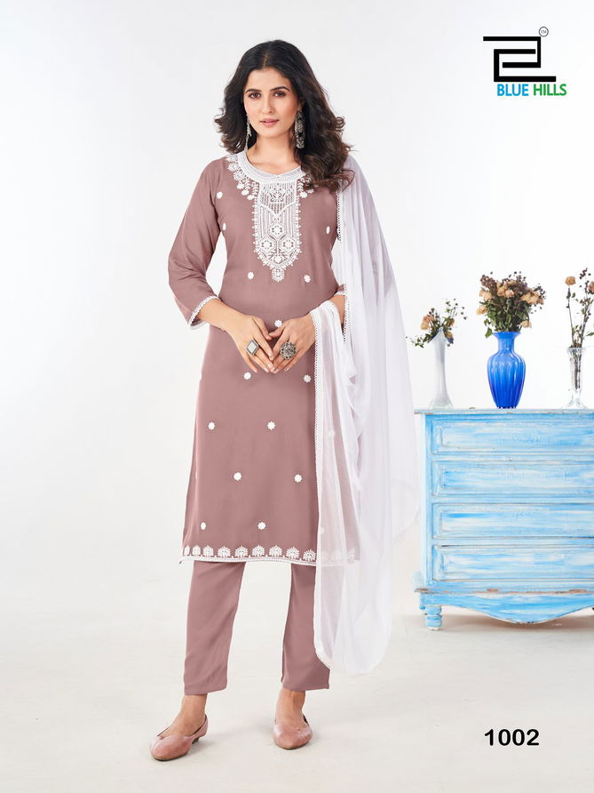 Shradha By Blue Hills Rayon Designer Kurti With Bottom Dupatta Wholesale Price In Surat
